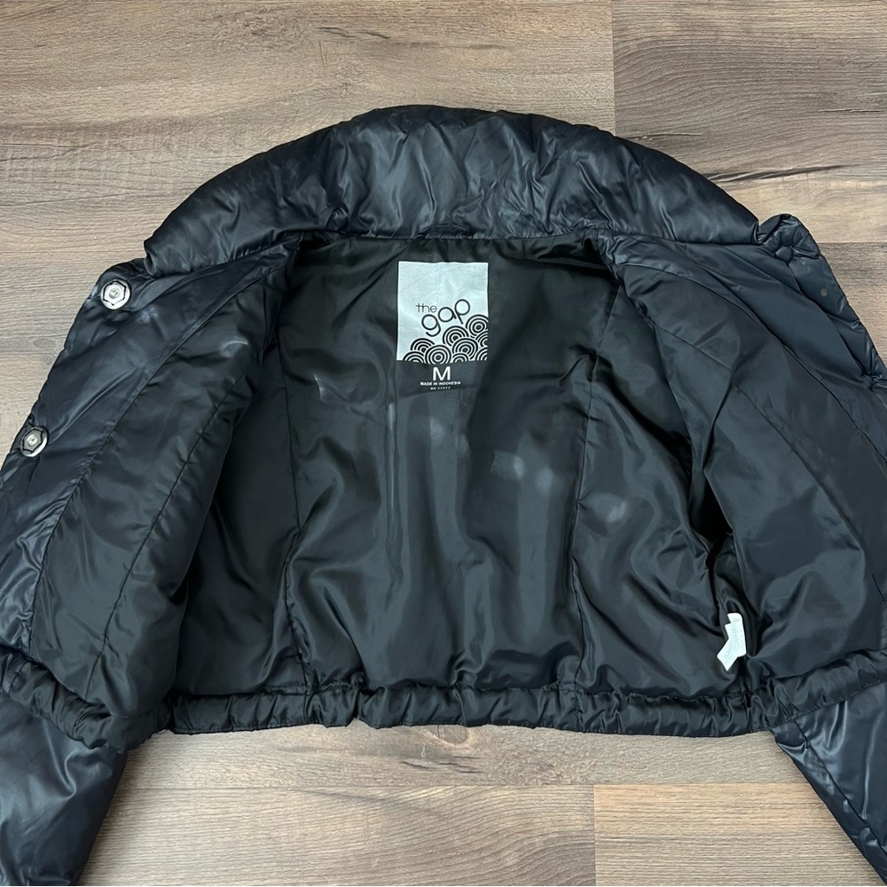 Y2K The Gap Women's Cropped Down Puffer Jacket - Black - Size Medium - Picture 15 of 16